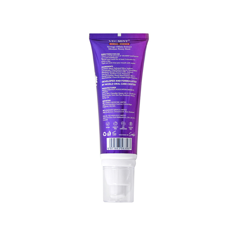 VECMINT HERBAL ESSENCE नियासिनमाइड ब्लीचिंग टूथपेस्ट स्वस्थ दांतों के लिए 100 ग्राम गर्म बिक्री फैक्टरी प्रत्यक्ष वितरण