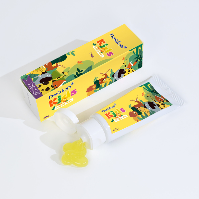 DENTIFRESH 60g नारंगी स्वाद दांतों का पेस्ट नारंगी स्वाद दांतों का पेस्ट बच्चों के लिए मिनी क्षमता दांतों का पेस्ट