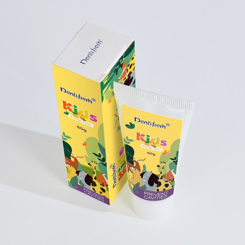 DENTIFRESH 60g नारंगी स्वाद दांतों का पेस्ट नारंगी स्वाद दांतों का पेस्ट बच्चों के लिए मिनी क्षमता दांतों का पेस्ट