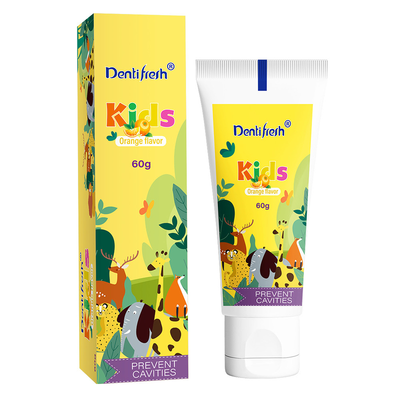 DENTIFRESH 60g नारंगी स्वाद दांतों का पेस्ट नारंगी स्वाद दांतों का पेस्ट बच्चों के लिए मिनी क्षमता दांतों का पेस्ट